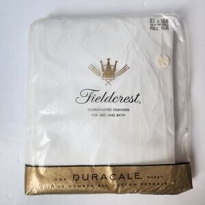 Vintage Fieldcrest Duracale Full Flat Sheet 100% Cotton White NOS 81" x 108"